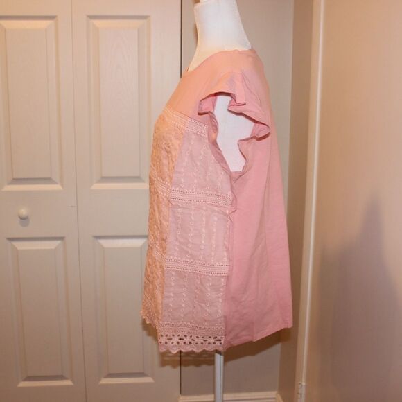 NWT Liv Los Angeles  Anthropologie Eyelet Blush. Top Women Size Large - Picture 5 of 11